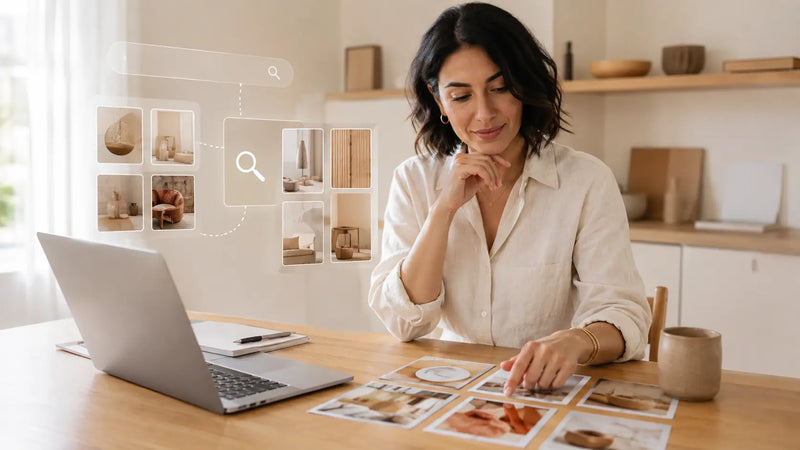Pinterest'i görsel arama motoru olarak kullanan ve içerik fikirlerini düzenleyen kadın girişimci